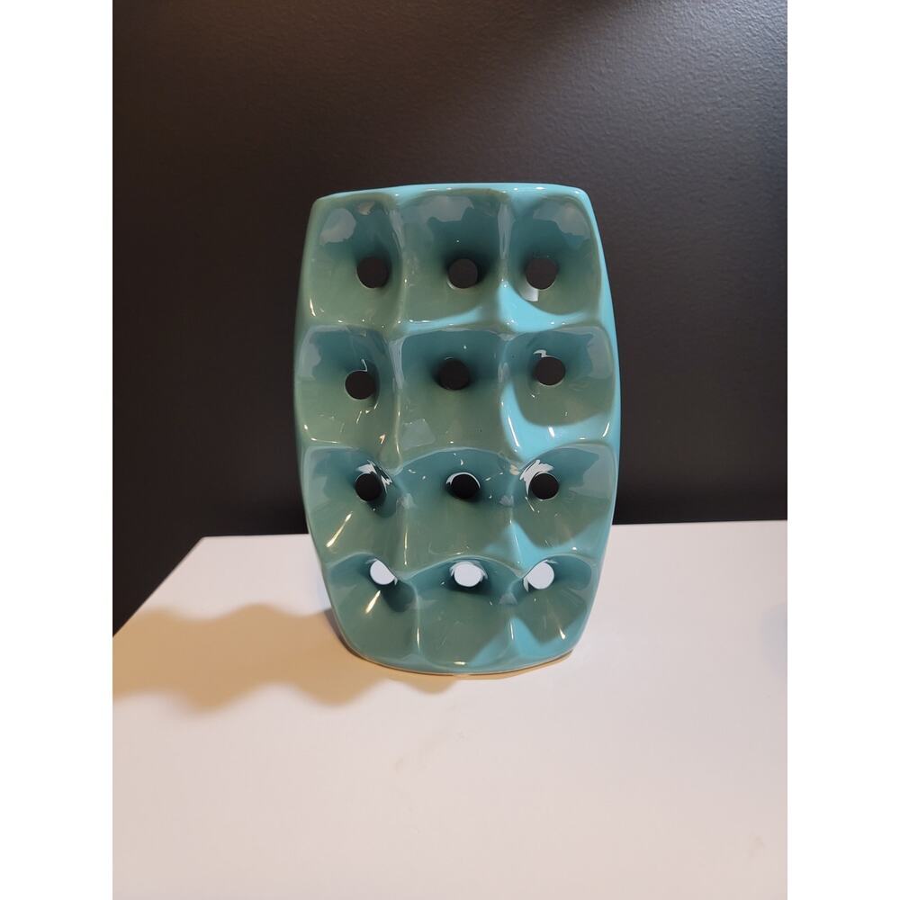 Blue Stoneware Modern Decorative Open Top Vase